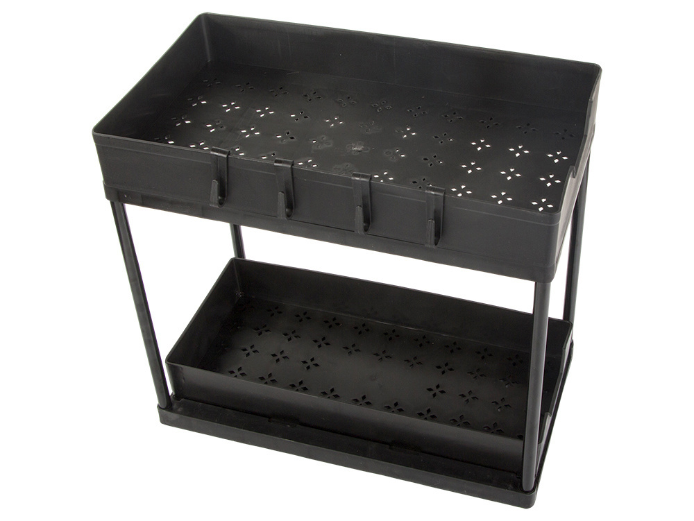 Pull-out Kitchen and Spice Rack Organizer with 2 Shelves, Black, 36 x 40 x 22 cm (1)