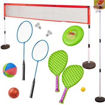 Kids 5-in-1 Sports Activity Set with Basketball Badminton Volleyball Tennis Frisbee