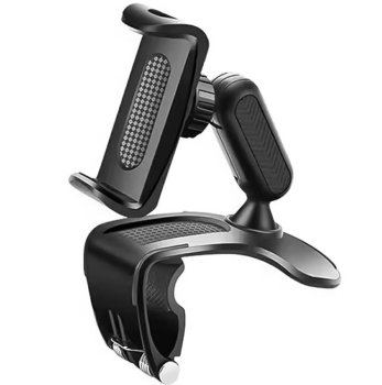 Dashboard Car Phone Holder with Clip, 360° Swivel, black