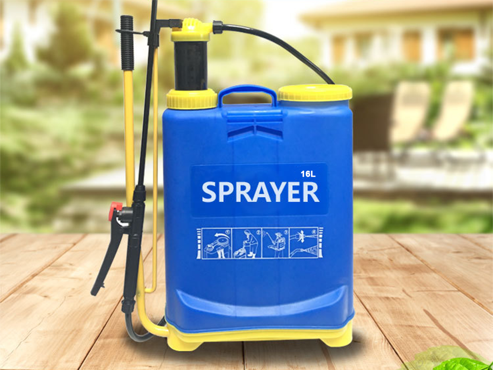 Garden backpack pressure sprayer, manual, 16L, with lance, blue (1)
