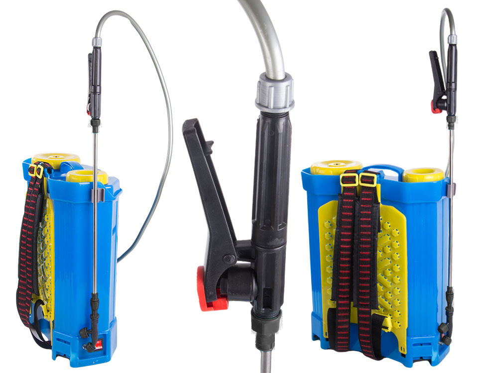 Battery backpack pressure garden sprayer with long telescopic lance, 16L, blue (0)