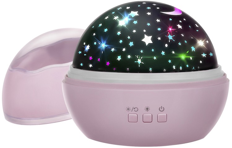 Rotating Kids Bedside Lamp Star Sky Projector Night Magic Light, Pink (6)