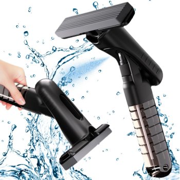 Handheld Self-Squeezing Mini Mop with Sprayer for Windows and Floors, Black