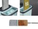 Flat mop with dual-chamber bucket and wringer, 3 microfiber pads