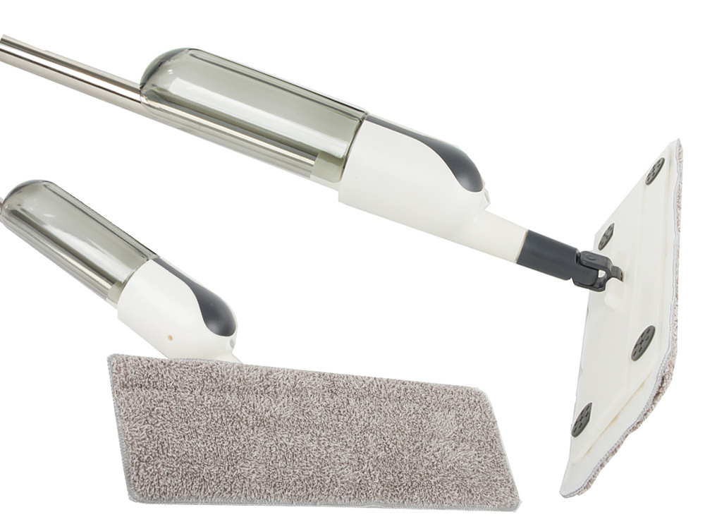 Flat mop with spray, rotating, 3 microfiber pads, white (2)