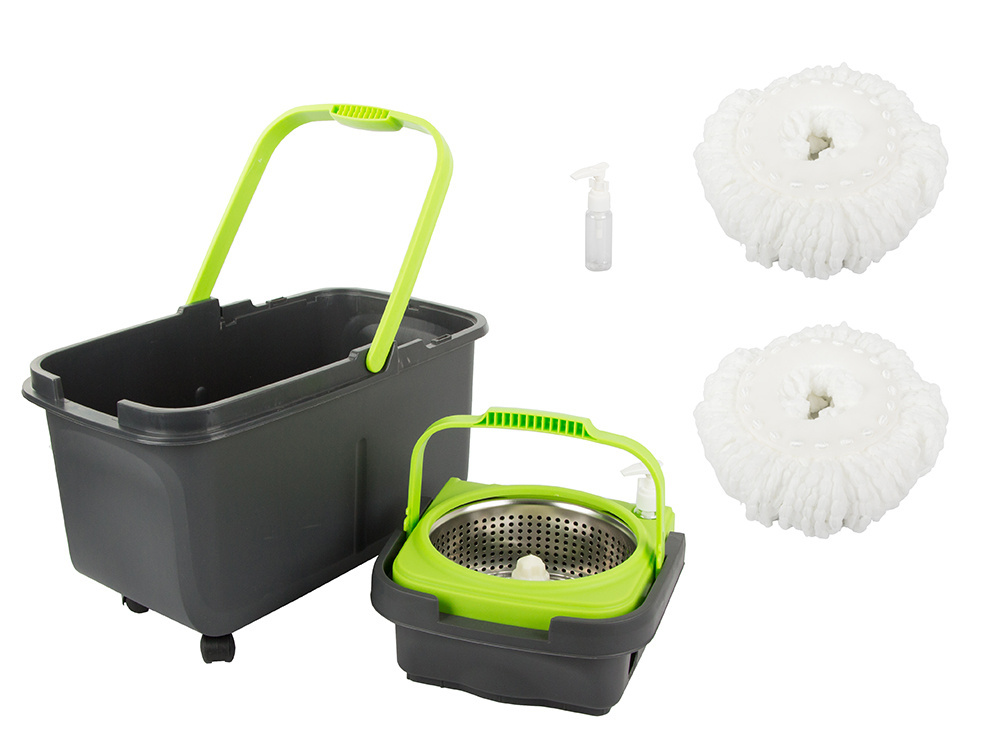Rotating 360° mop set with bucket, dispenser and 2 microfiber pads (0)