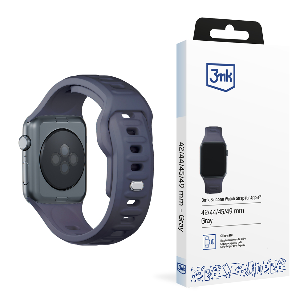 42/44/45/49 mm Gray - 3mk Silicone Watch Strap for Apple