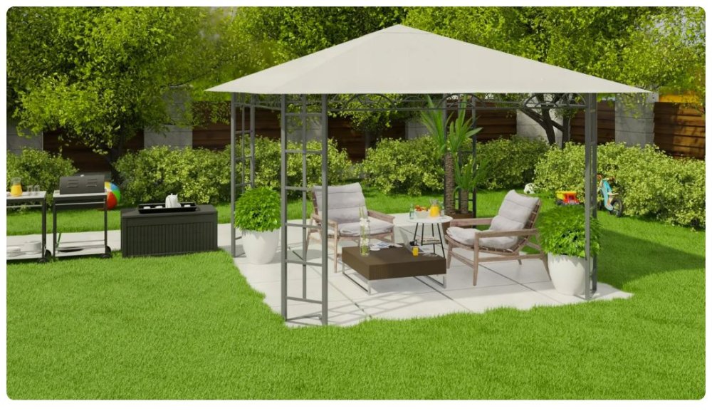 Plonos Beige Garden Pavilion with 4 Walls (3)