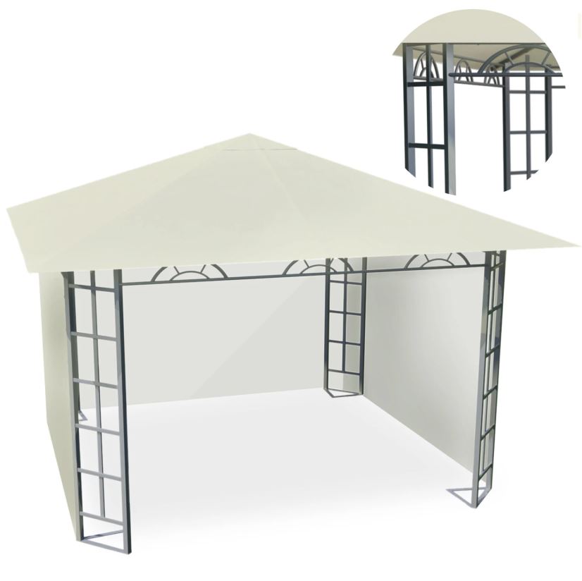 Plonos Beige Garden Pavilion with 4 Walls (2)
