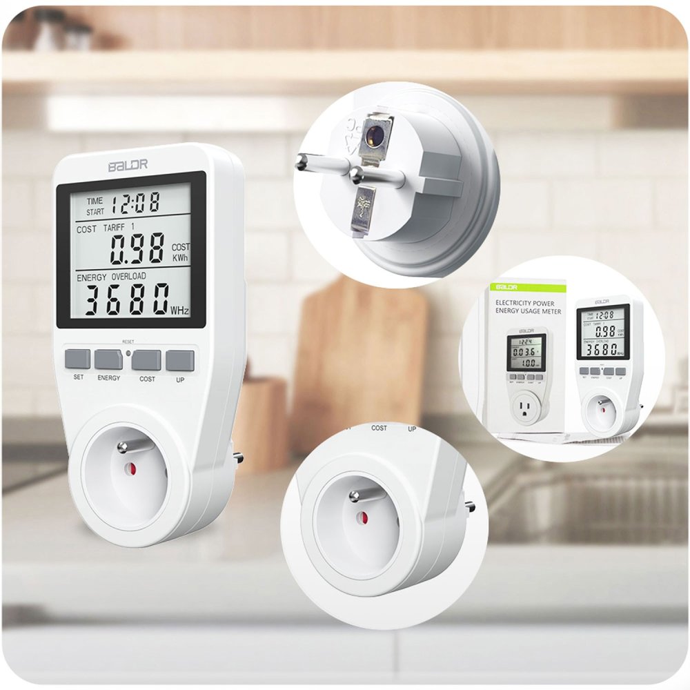 Plug-in Electricity Usage Monitor Power Meter Baldr BD-990, White (2)