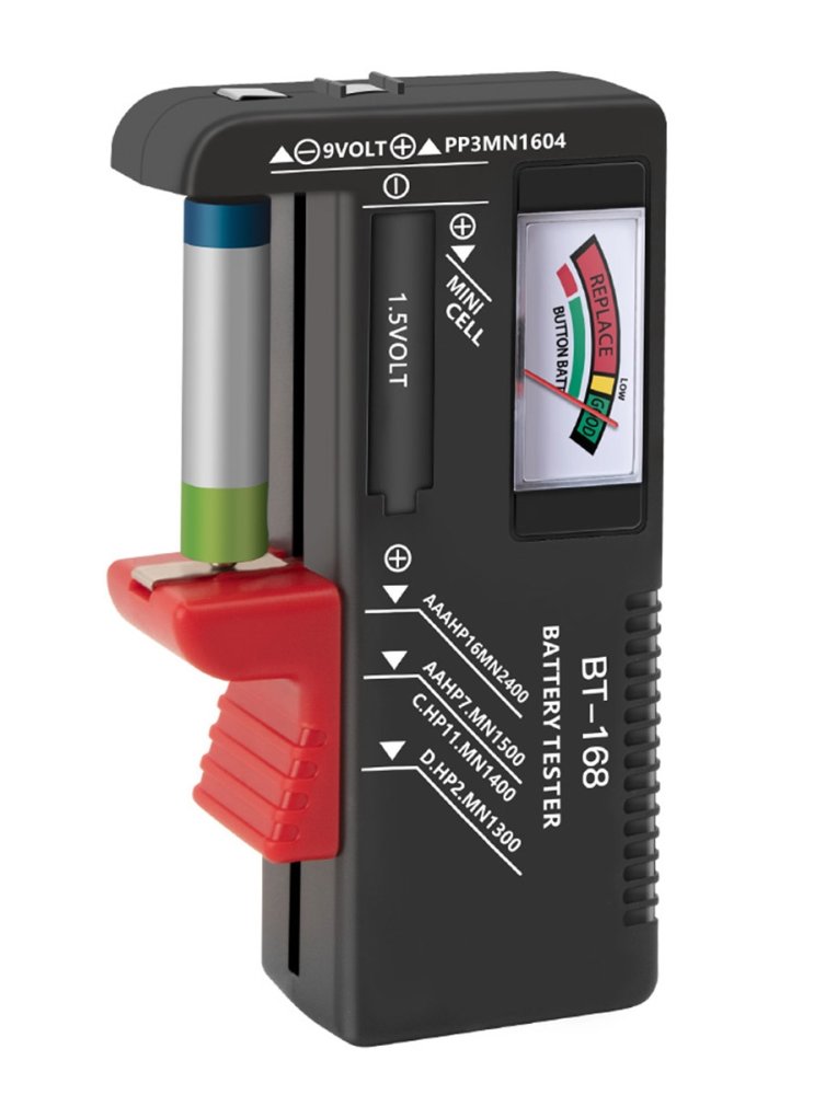 BT-168 Battery Tester for AA (R6), AAA (R3), R14, R20, CR 1.5V, 9V R9 (4)