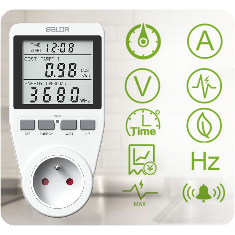 Plug-in Electricity Usage Monitor Power Meter Baldr BD-990, White (0)