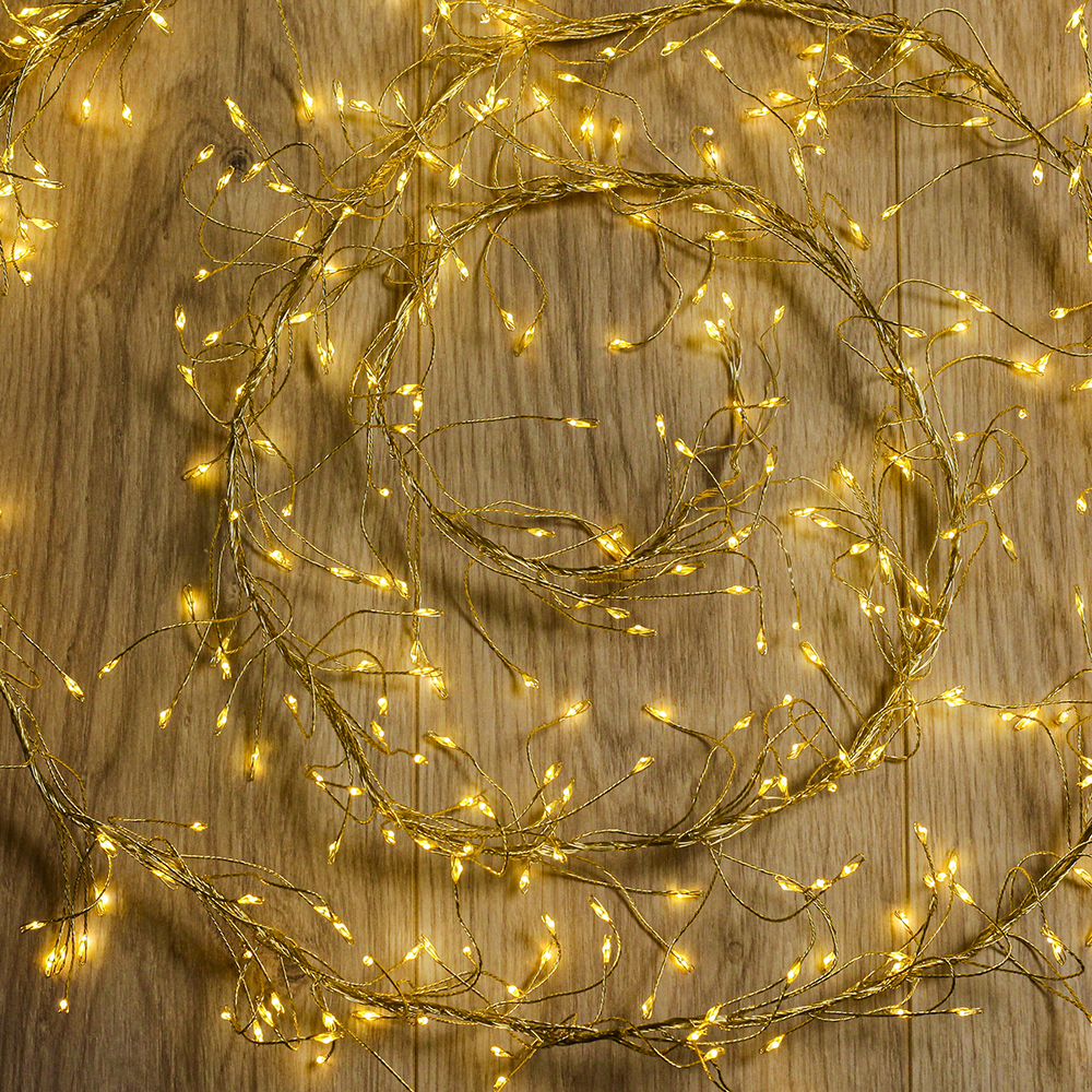 LED Twig String Lights 480 LED 9.8ft Forever Light CLF-03z, Cool White, Gold (1)
