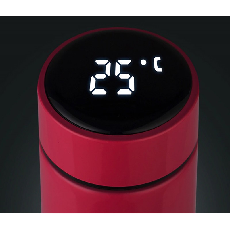 Smart Thermal Mug Bottle Thermos Flask with LCD Display and Temperature Sensor - 500ml, Red (0)