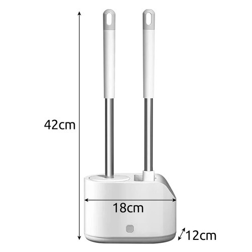 Ruhhy 24377 Toilet Brush and Holder Set, 2 Brushes, White/Grey (1)