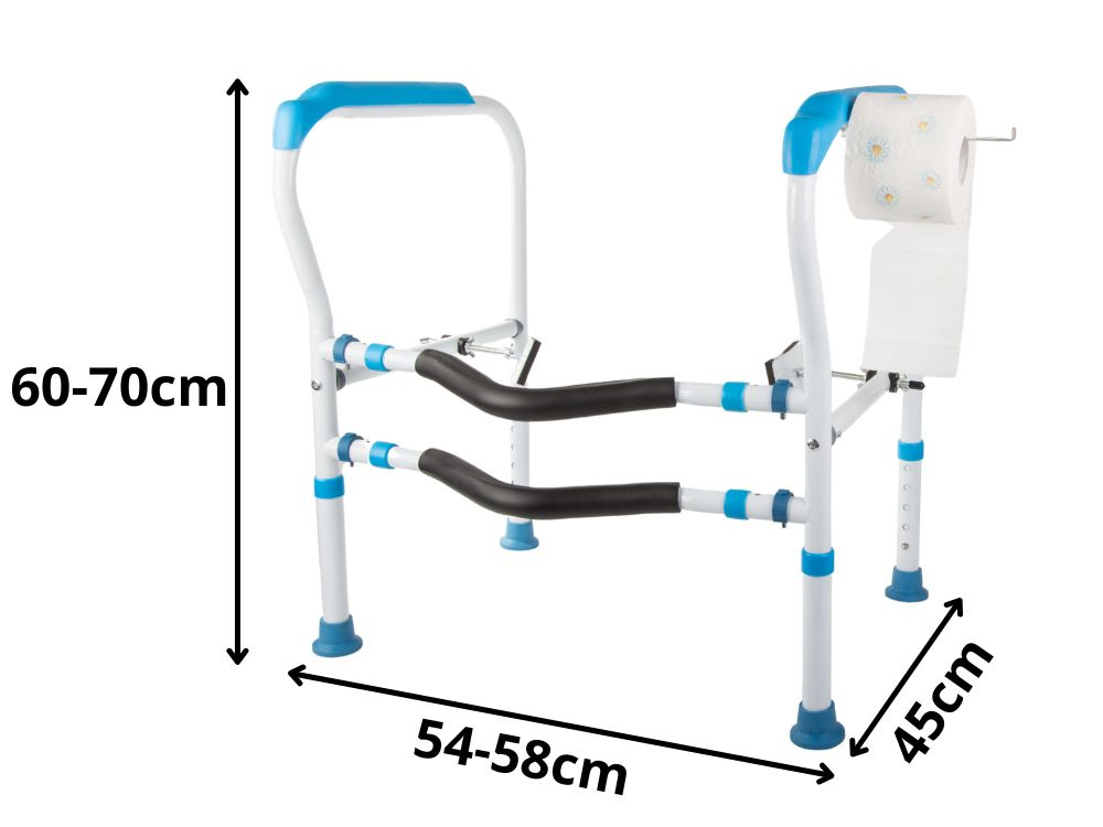 Adjustable toilet safety rail for seniors, stable metal support, 53–56 cm (0)