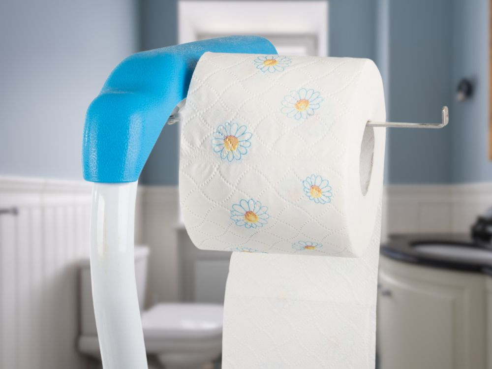 Adjustable toilet safety rail for seniors, stable metal support, 53–56 cm (2)