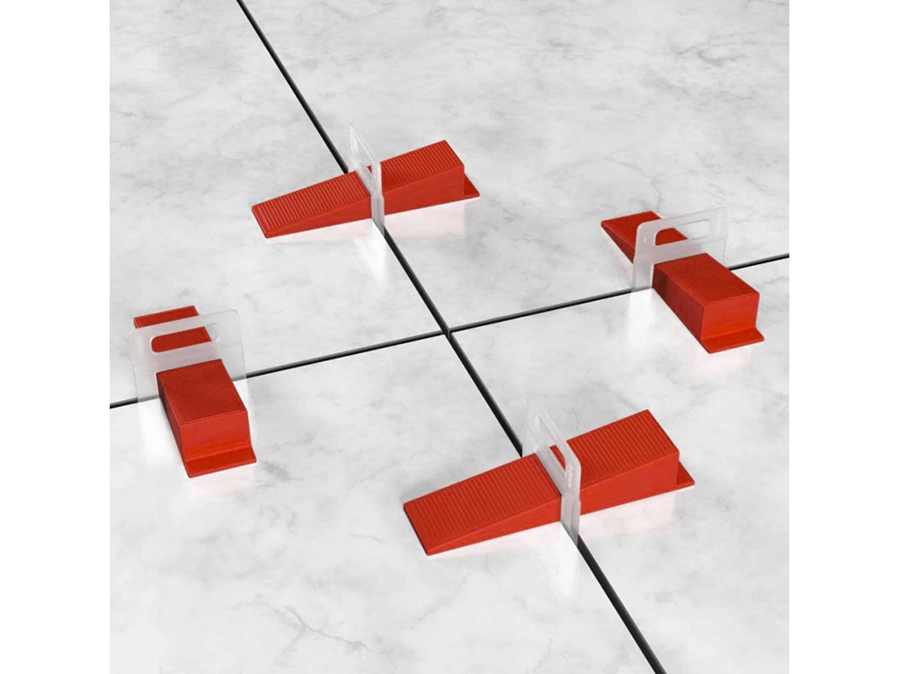 Tile leveling system with 100 clips and 100 wedges, red (3)