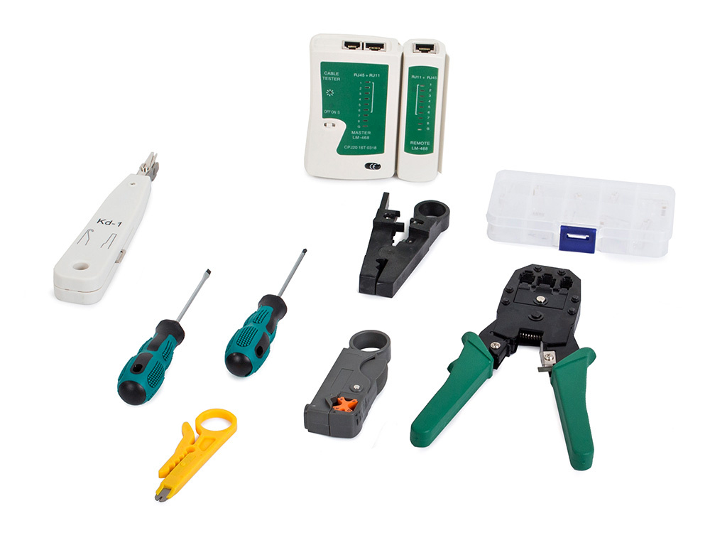 Network Tool Kit with LAN Cable Tester, RJ45 Crimper and LSA Tool in Case (2)