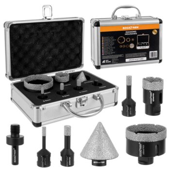 Bigstren 27080 Diamond Hole Saw Kit 7-Piece for Porcelain Tile Granite M14