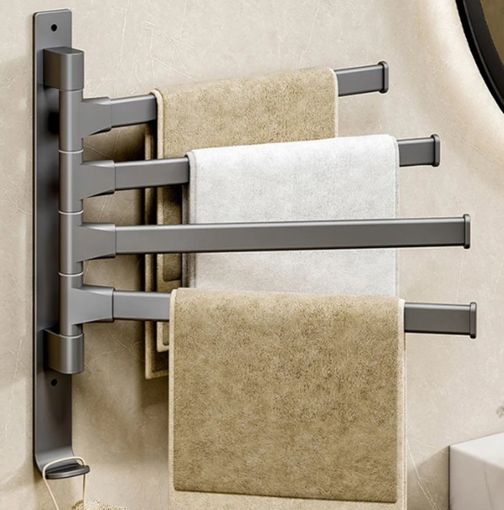 Towel Holder with Movable Arms, Gray (4)