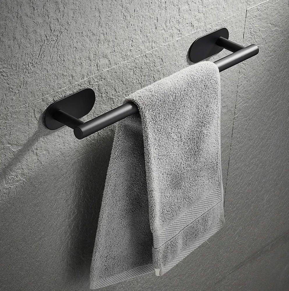 Metal Towel Rack Hanger Holder, 40cm, Black (1)