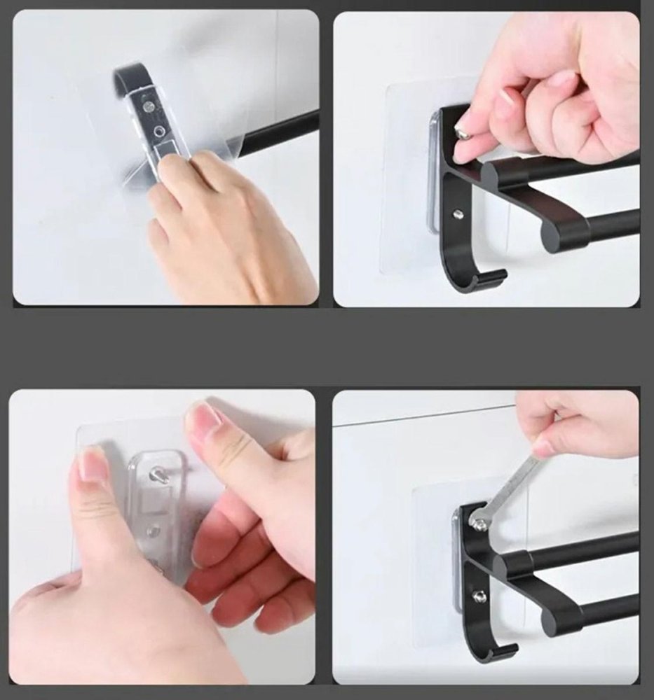 Metal Towel Rack Hanger Holder - 60cm, Silver (0)