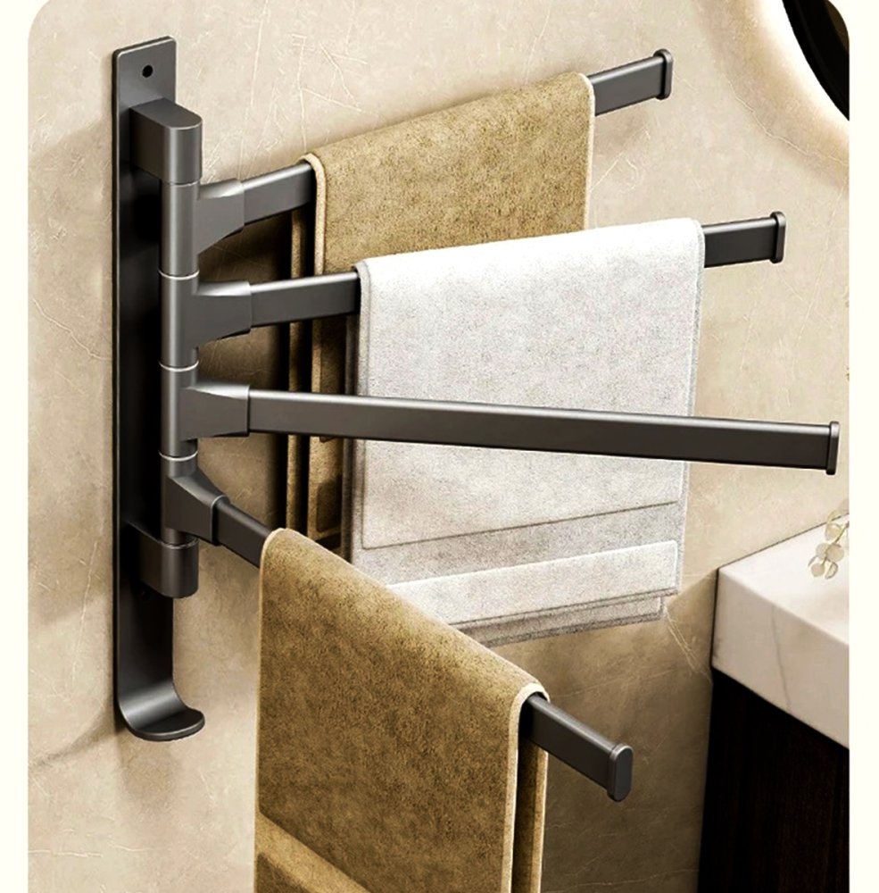 Towel Holder with Movable Arms, Black (1)