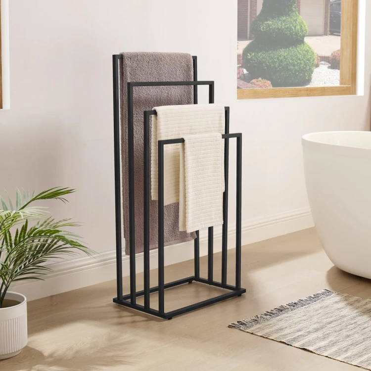 Freestanding Towel Rack with 4 Tiers, Black (0)