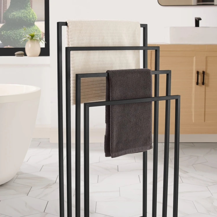 Freestanding Towel Rack with 4 Tiers, Black (3)