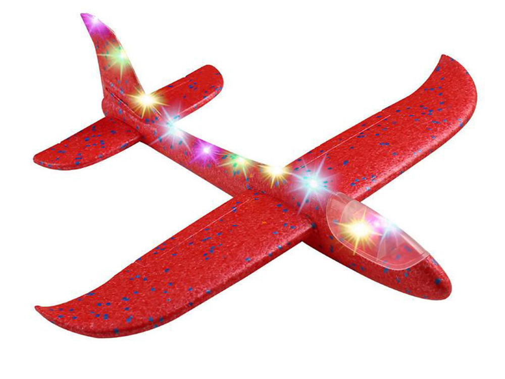 Large foam glider airplane with LED lights, 47 cm, red (3)