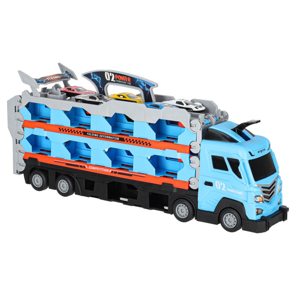 Car Transporter Truck with 210 cm Race Track Playset 8 Toy Cars (3)