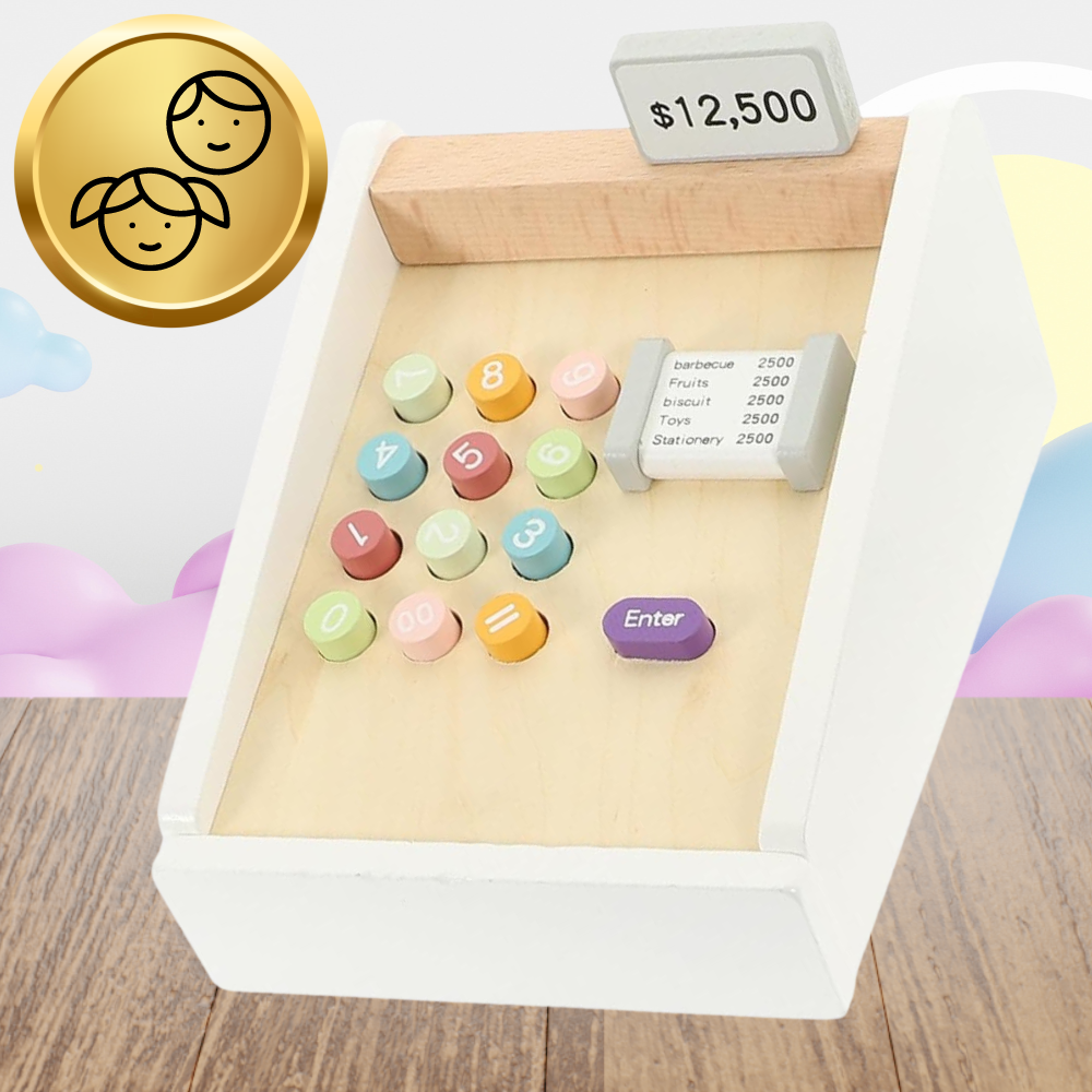 Wooden Shop Cash Register for Kids with Money Educational Toy (0)