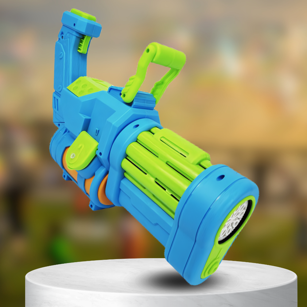 Electric 2-in-1 Automatic Water and Bubble Bazooka Gun, Blue Green (1)