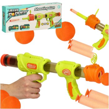 2-in-1 Foam Blaster Toy Gun with Darts and Balls for Kids, Green