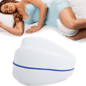 Anatomical Orthopedic Knee Leg Cushion Pillow with Memory Foam, White