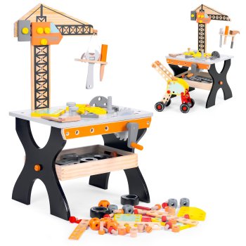 ECOTOYS Wooden Workbench for Kids with 76-Piece Tool Set