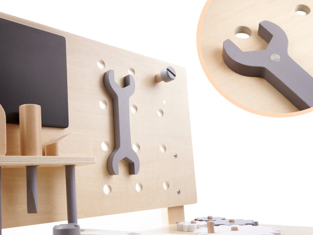 Workshop with wooden tools and work table (10)
