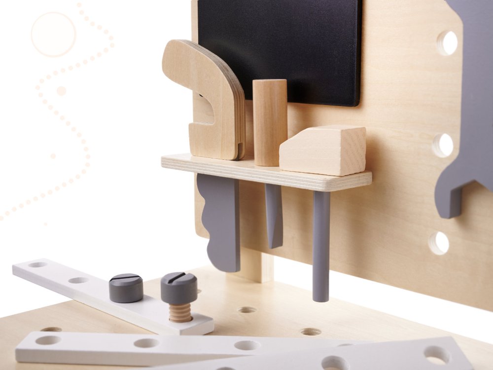Workshop with wooden tools and work table (8)