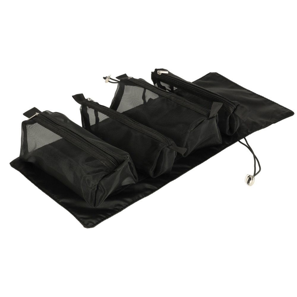 Roll-Up Travel Toiletry Bag 4-in-1 with Detachable Pouches, Large, Black (3)