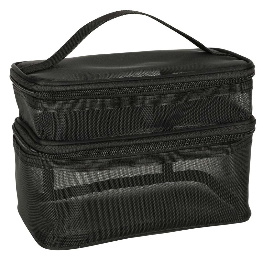 Large Two-Tier Travel Toiletry Bag Cosmetic Organizer, Black (0)