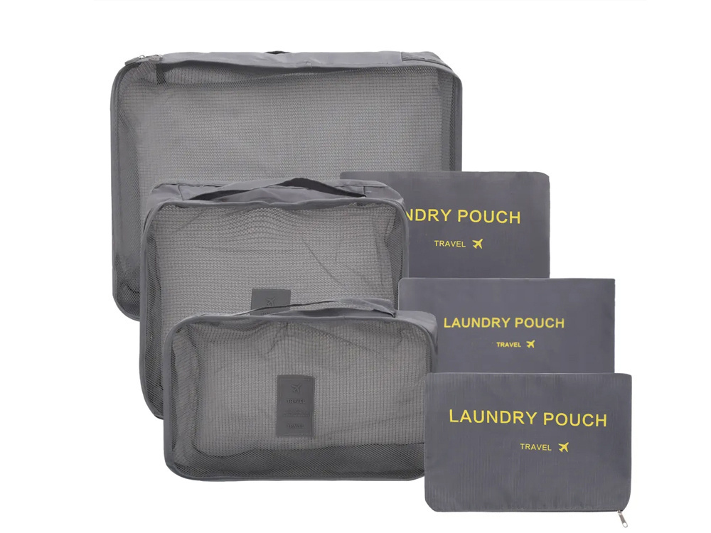 Packing Cubes for Suitcases, Set of 6 Travel Organizers, Grey (1)