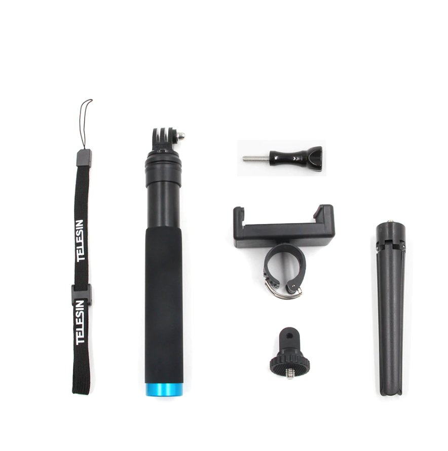 Telesin Selfie Stick with Tripod Telescopic Stand for GoPro and Phone, Black (1)