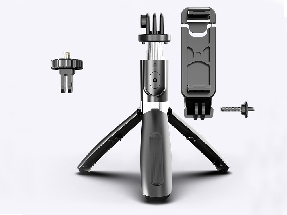 Selfie Stick with Tripod Telescopic Stand and Bluetooth RC, Black (0)