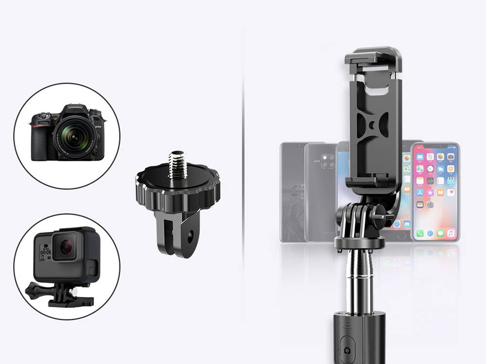 Selfie Stick with Tripod Telescopic Stand and Bluetooth RC, Black (5)