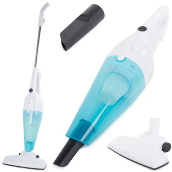 Bagless upright and handheld vacuum cleaner with HEPA filter, 600W, white-blue