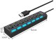 USB hub with 7 USB 2.0 ports and switches, black