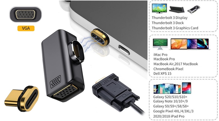 Magnetic Usb Type-C - Vga Adapter, 1080P, 60Hz (0)