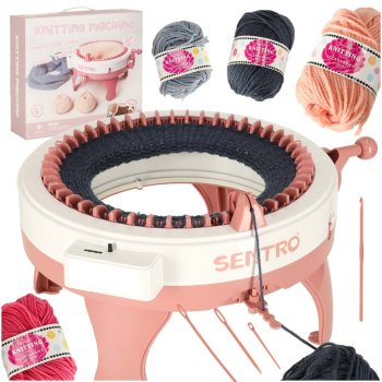 48 Needle Knitting Machine for Kids, Circular Loom Craft Kit with 4 Yarn Balls