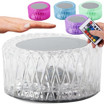 LED Crystal Table Night Lamp with RGB Lighting, USB, Remote Control